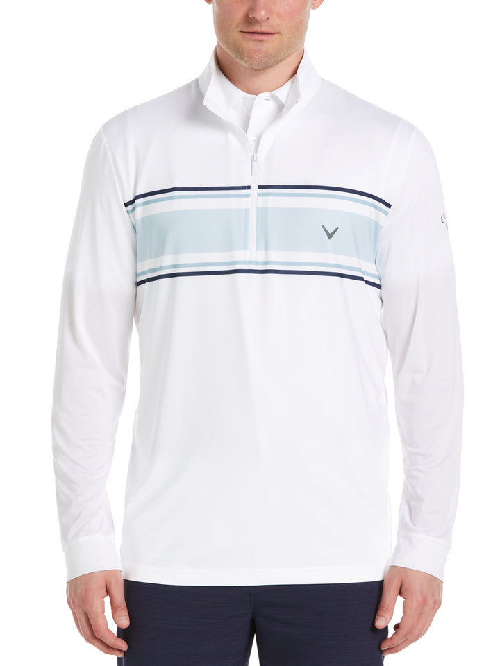Men's Dual Color Stripe Quarter Zip Pullover