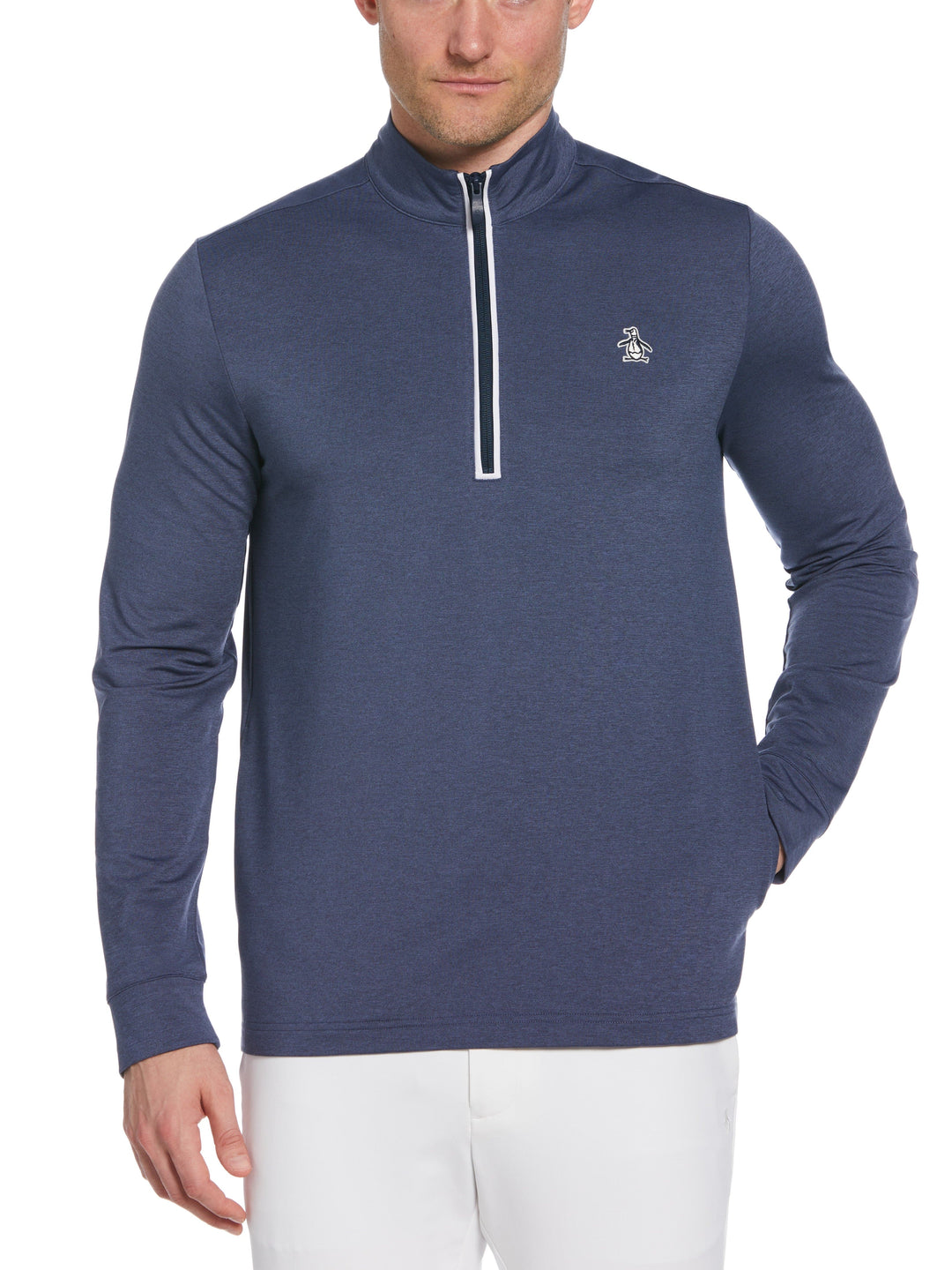 Earl 1/4 Zip Long Sleeve Golf Pullover Jumper (Black Iris Bijou Hthr) 