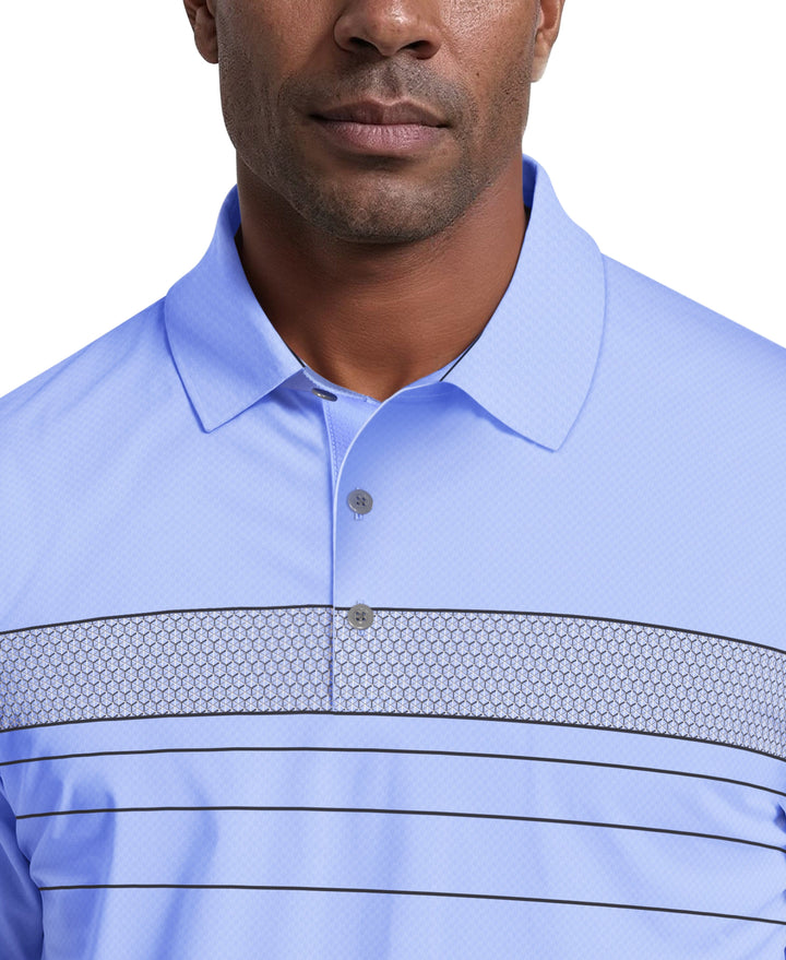 Engineered Chest Stripe Print Golf Polo (Hydrangea) 