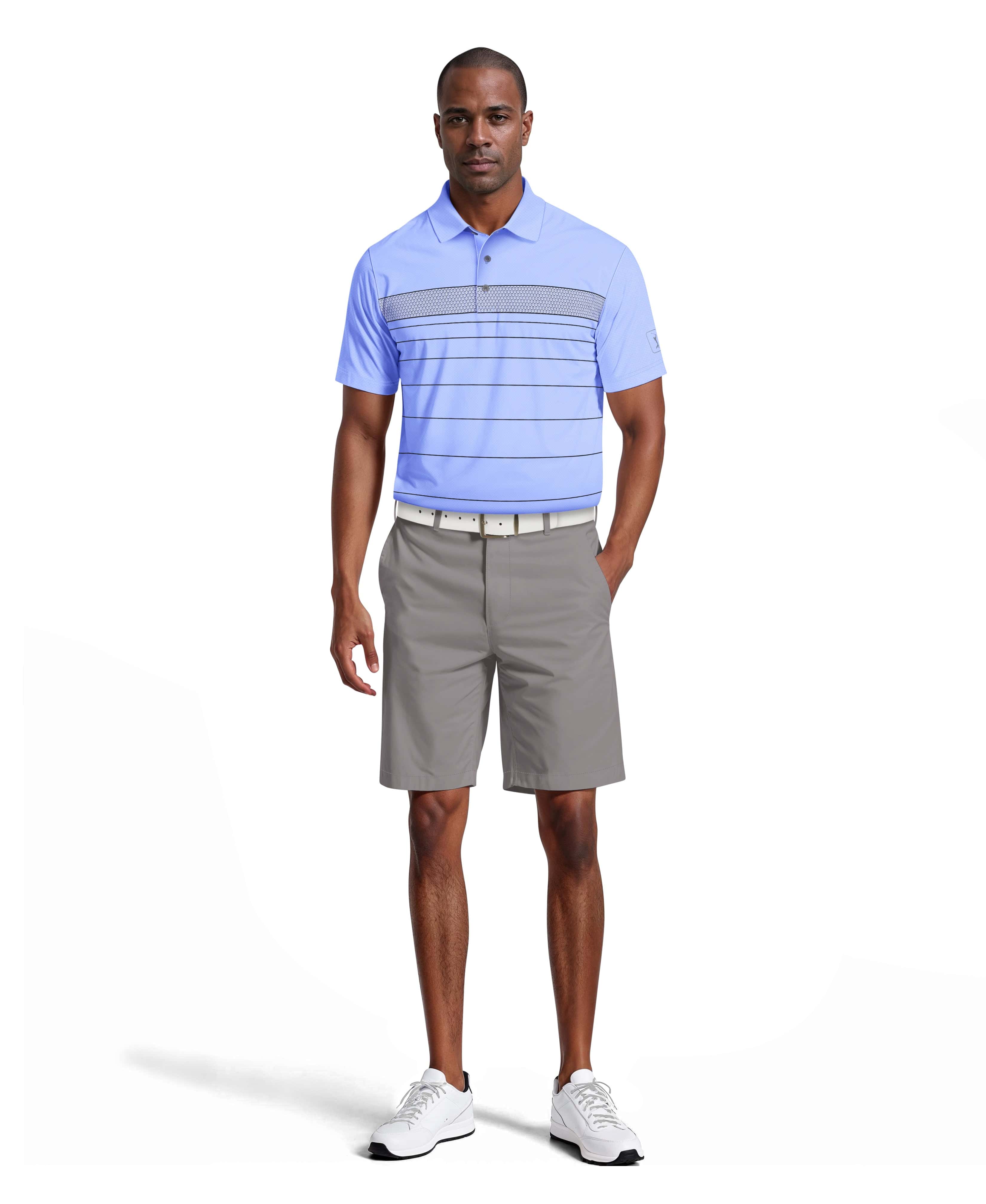 Men's Engineered Chest Stripe Print Golf Polo – Golf Apparel Shop