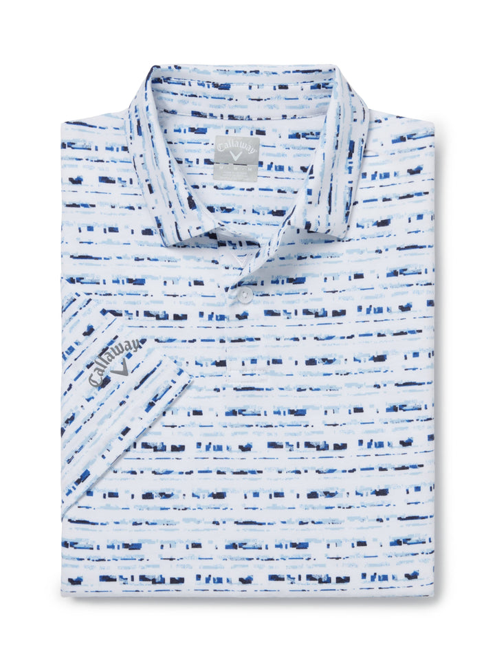 Engineered Glitched Camo Print Golf Polo (Bright White) 