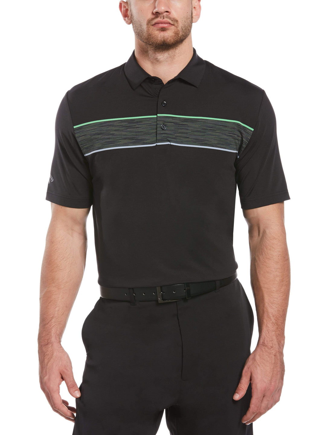 Men's Engineered Space Dyed Chest Stripe Jacquard Polo