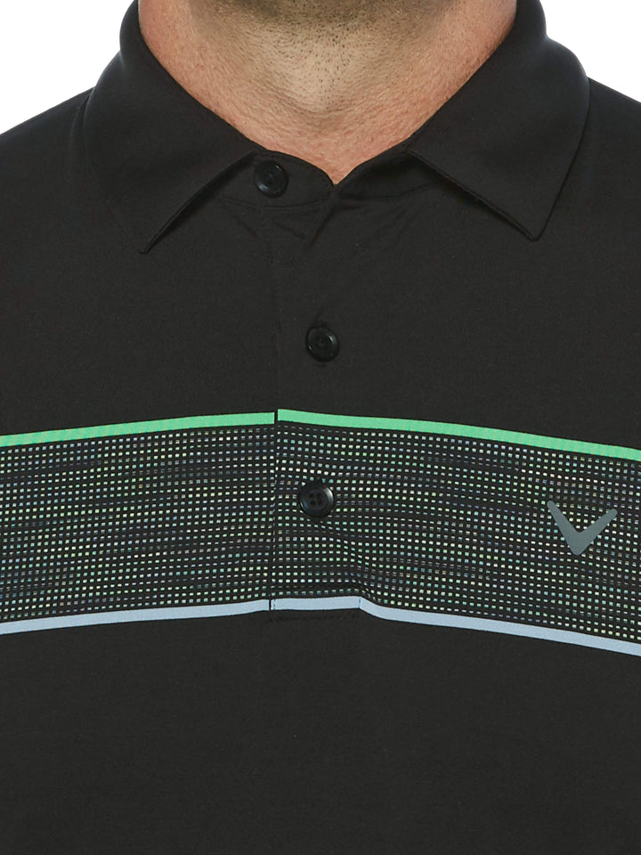Men's Engineered Space Dyed Chest Stripe Jacquard Polo