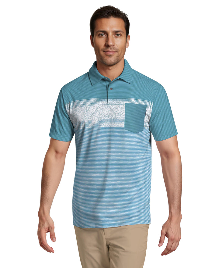 Engineered Textured Color Block Golf Polo (Brittany Blue) 