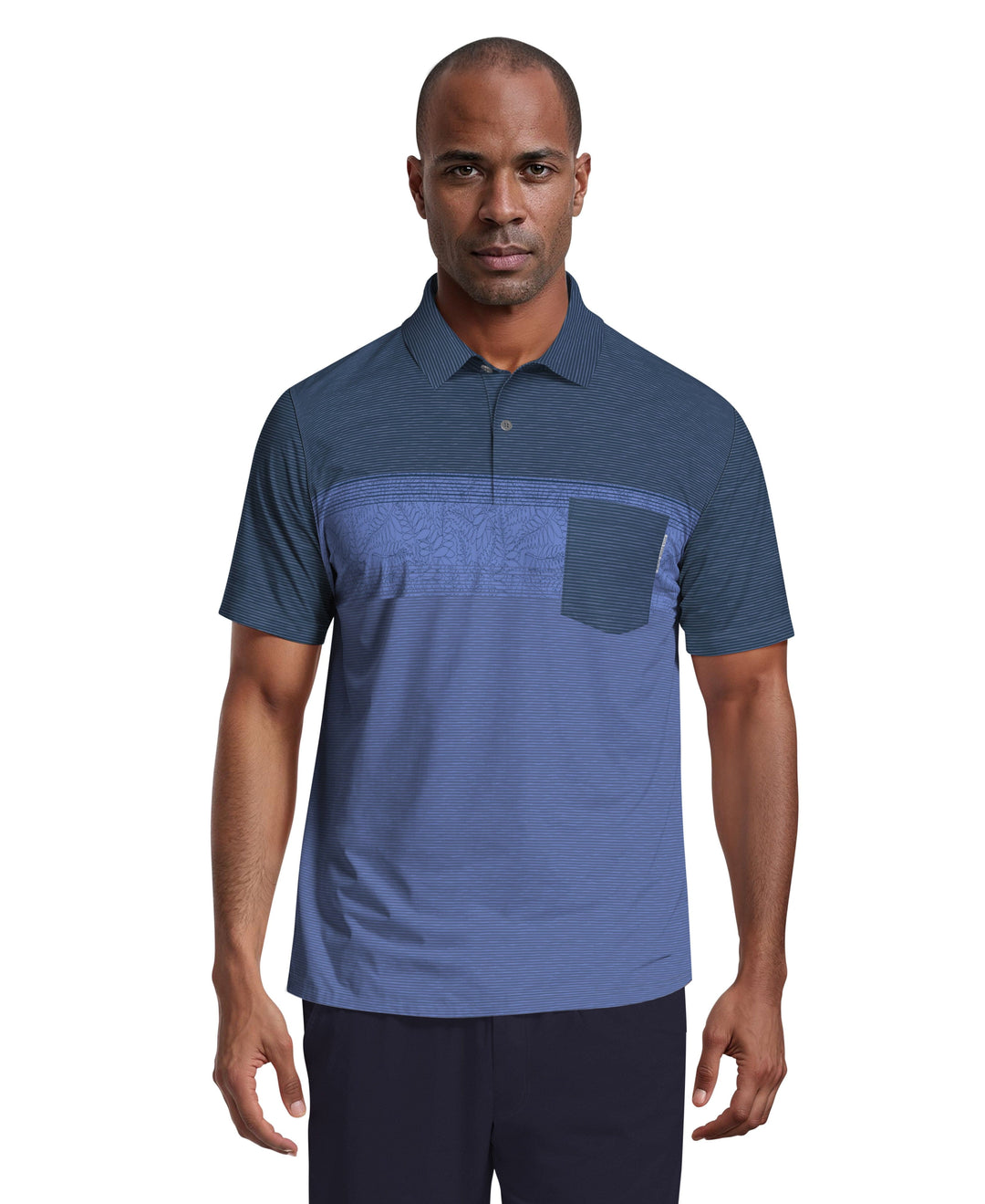Engineered Textured Color Block Golf Polo (Insignia Blue) 