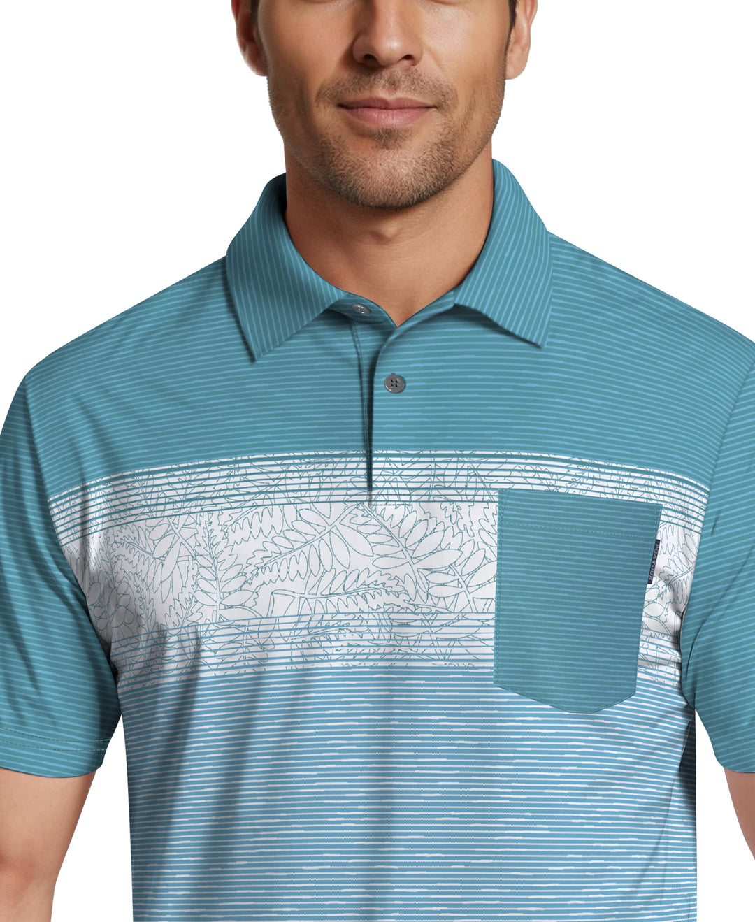Engineered Textured Color Block Golf Polo (Brittany Blue) 