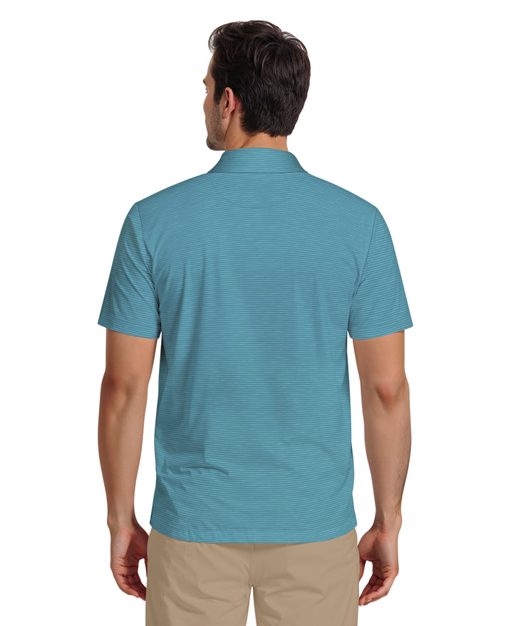 Engineered Textured Color Block Golf Polo (Brittany Blue) 