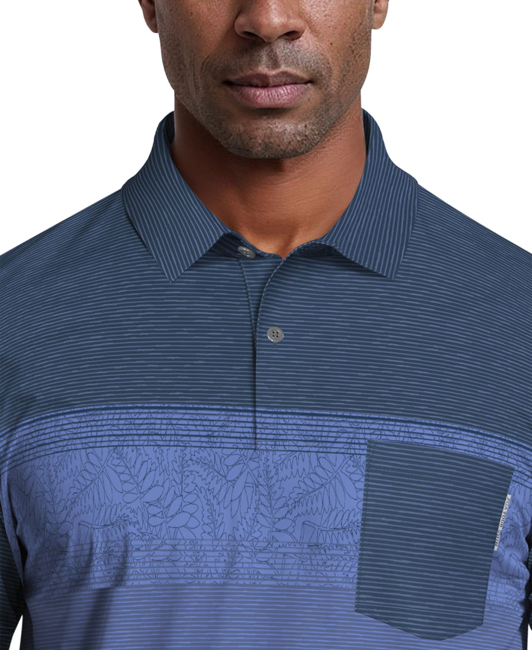 Engineered Textured Color Block Golf Polo (Insignia Blue) 