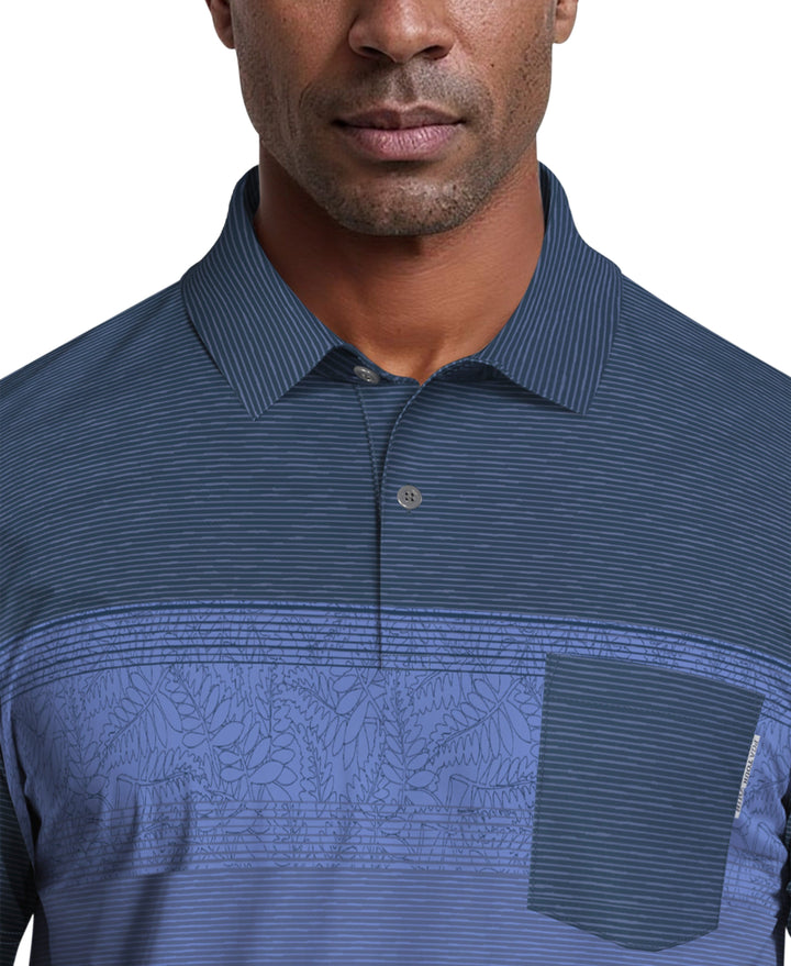 Engineered Textured Color Block Golf Polo (Insignia Blue) 