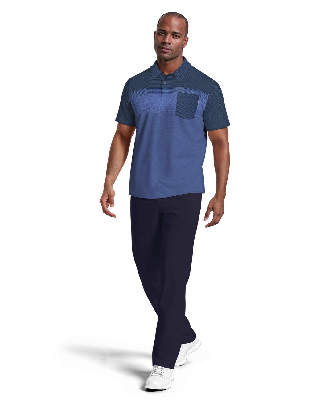 Engineered Textured Color Block Golf Polo (Insignia Blue) 