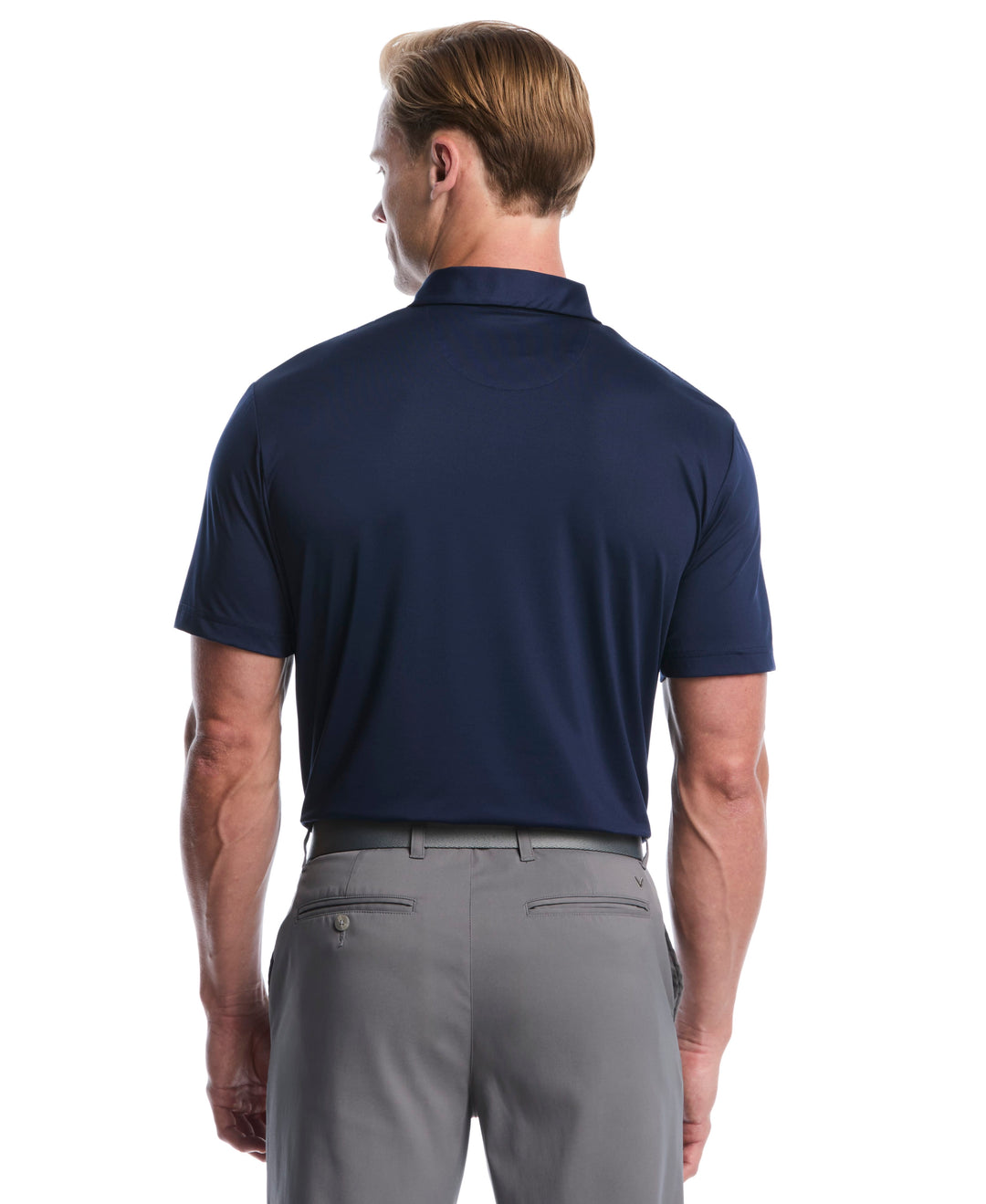 Men's Gradient Chevron Print Golf Polo (Peacoat) 