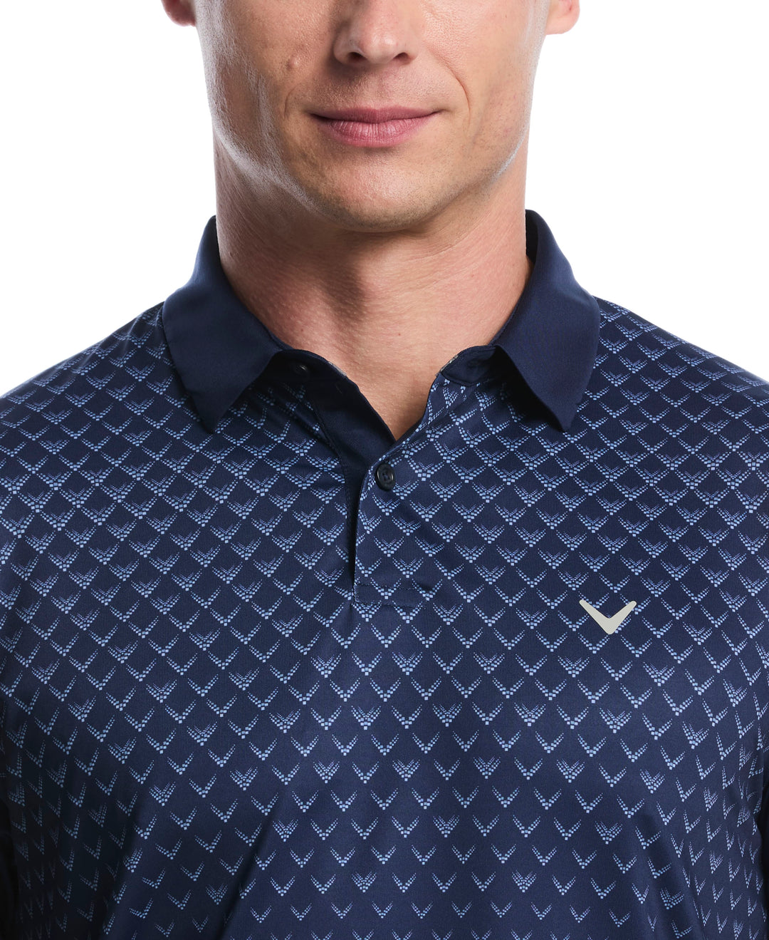 Men's Gradient Chevron Print Golf Polo (Peacoat) 