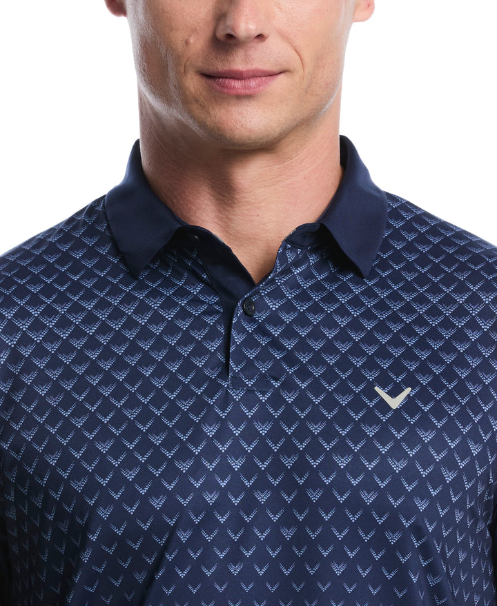 Men's Gradient Chevron Print Golf Polo (Peacoat) 