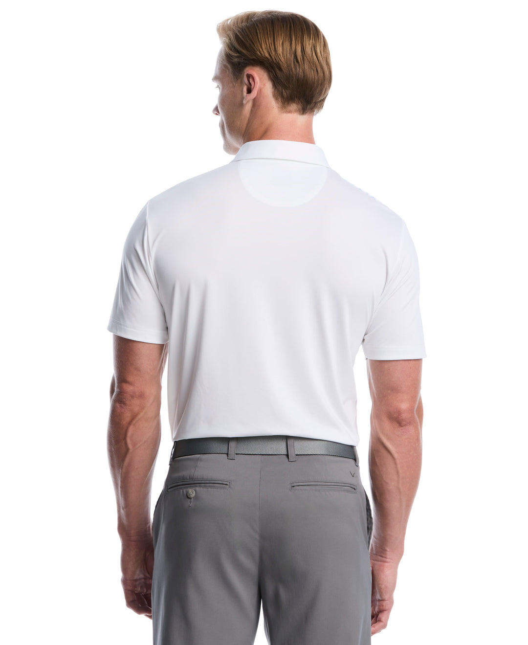 Men's Gradient Chevron Print Golf Polo (Bright White) 