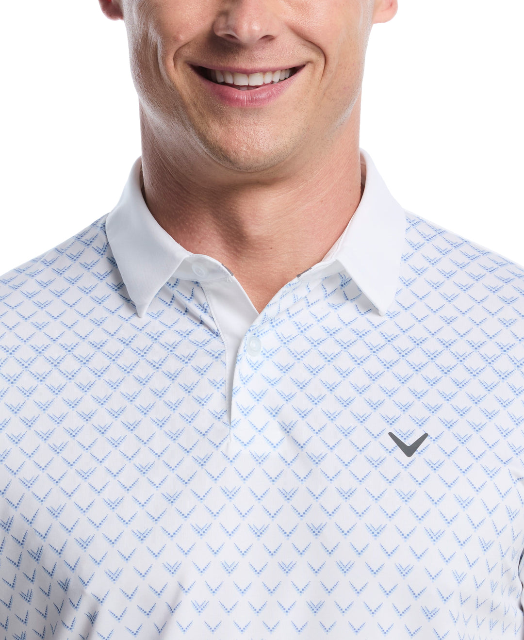 Men's Gradient Chevron Print Golf Polo (Bright White) 