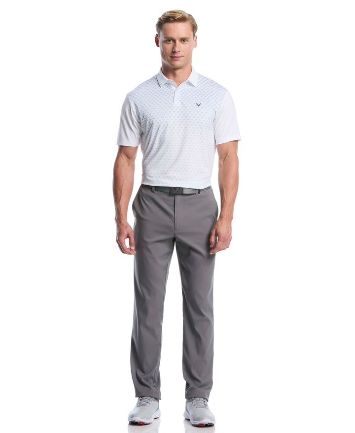 Men's Gradient Chevron Print Golf Polo (Bright White) 