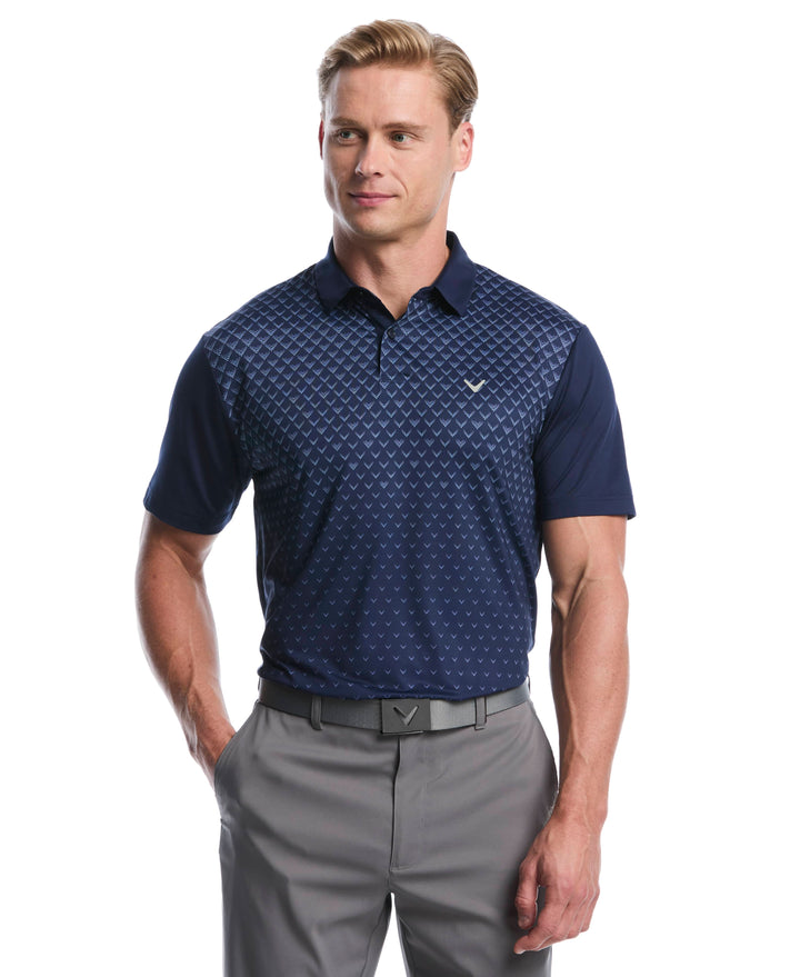 Men's Gradient Chevron Print Golf Polo (Peacoat) 