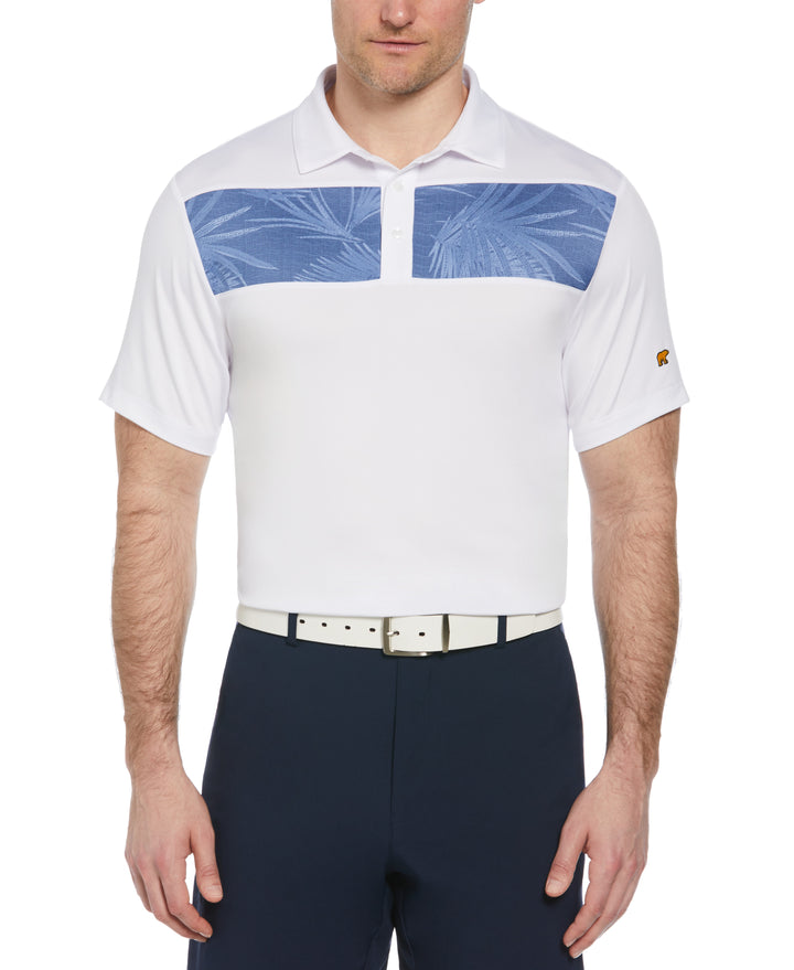 Short Sleeve Engineered Tropical Print Polo  (Bright White) 