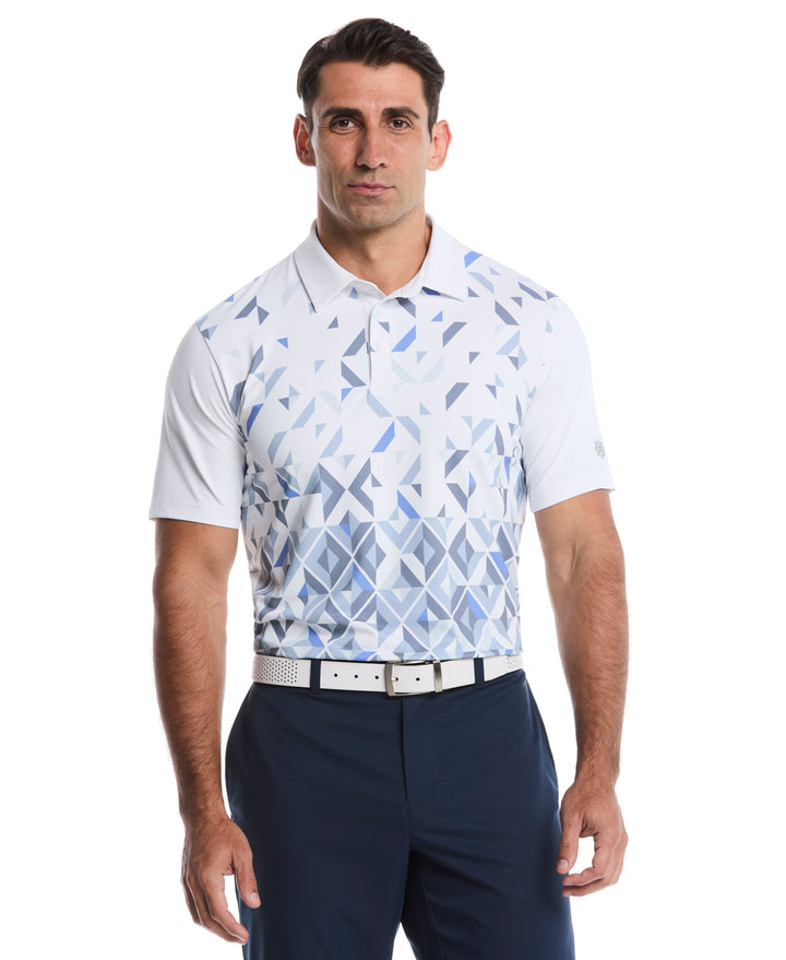 Geometric Print Golf Polo (Bright White) 