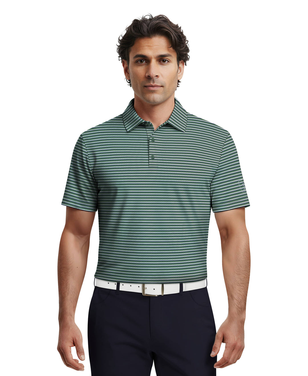 Feeder Stripe Print Golf Polo (Galapagos Green) 