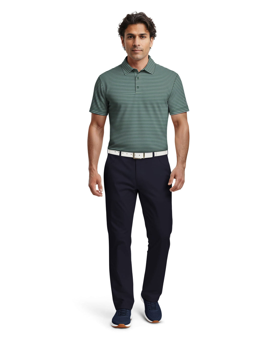 Feeder Stripe Print Golf Polo (Galapagos Green) 