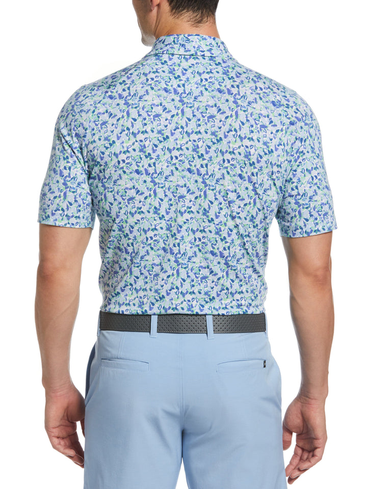 Filtered Floral Print Golf Polo (Bright White) 