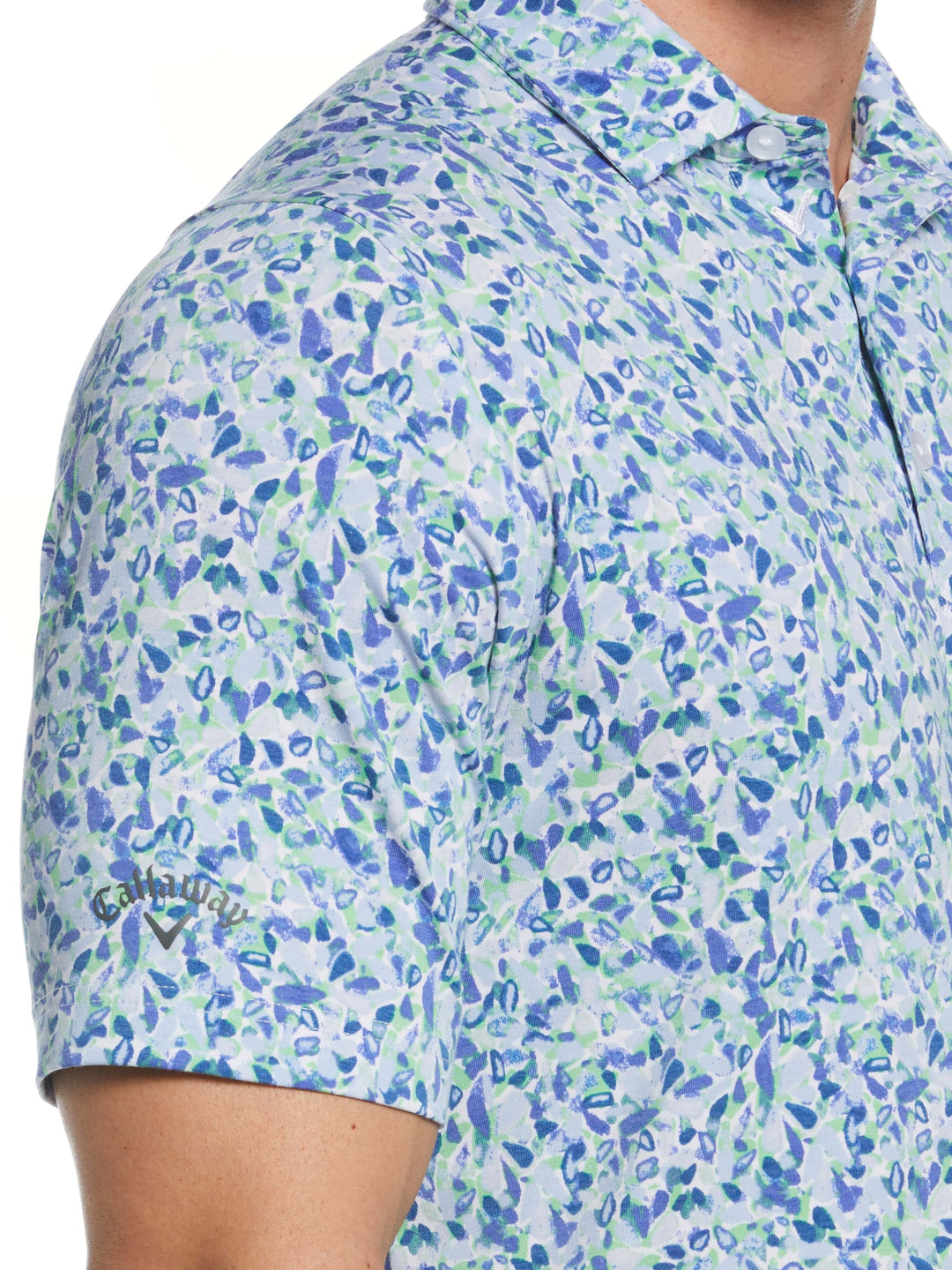 Filtered Floral Print Golf Polo (Bright White) 
