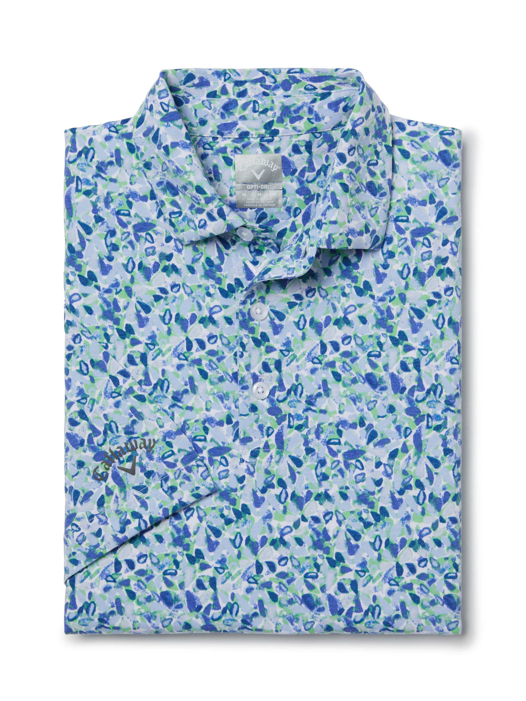 Filtered Floral Print Golf Polo (Bright White) 