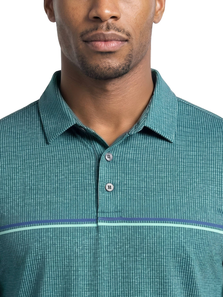 Men's Fine Line Jaspe Gingham Printed Polo