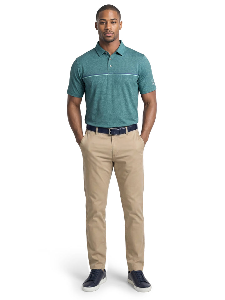 Men's Fine Line Jaspe Gingham Printed Polo