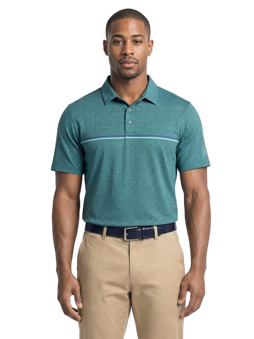 Men's Fine Line Jaspe Gingham Printed Polo