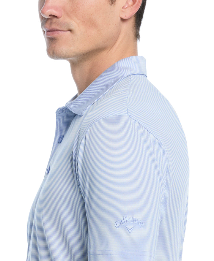 Fine Line Stripe Golf Polo Shirt (Chambray) 