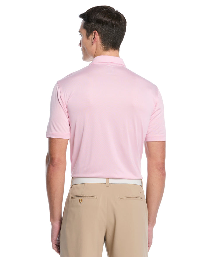 Fine Line Stripe Golf Polo Shirt (Sea Pink) 