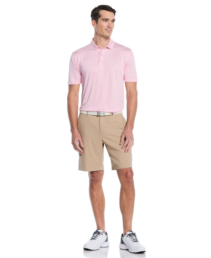 Fine Line Stripe Golf Polo Shirt (Sea Pink) 