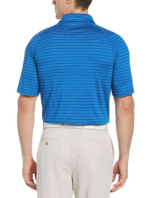 Mens Fine Line Ventilated Stripe Golf Polo Shirt (Magnetic Blue) 