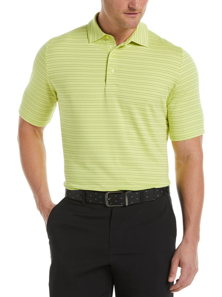 Mens Fine Line Ventilated Stripe Golf Polo Shirt (Daiquiri Green) 