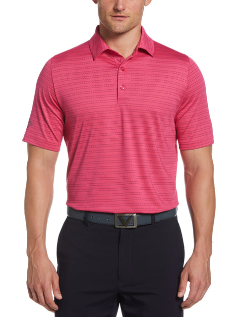 Mens Fine Line Ventilated Stripe Golf Polo Shirt (Lilac Rose) 