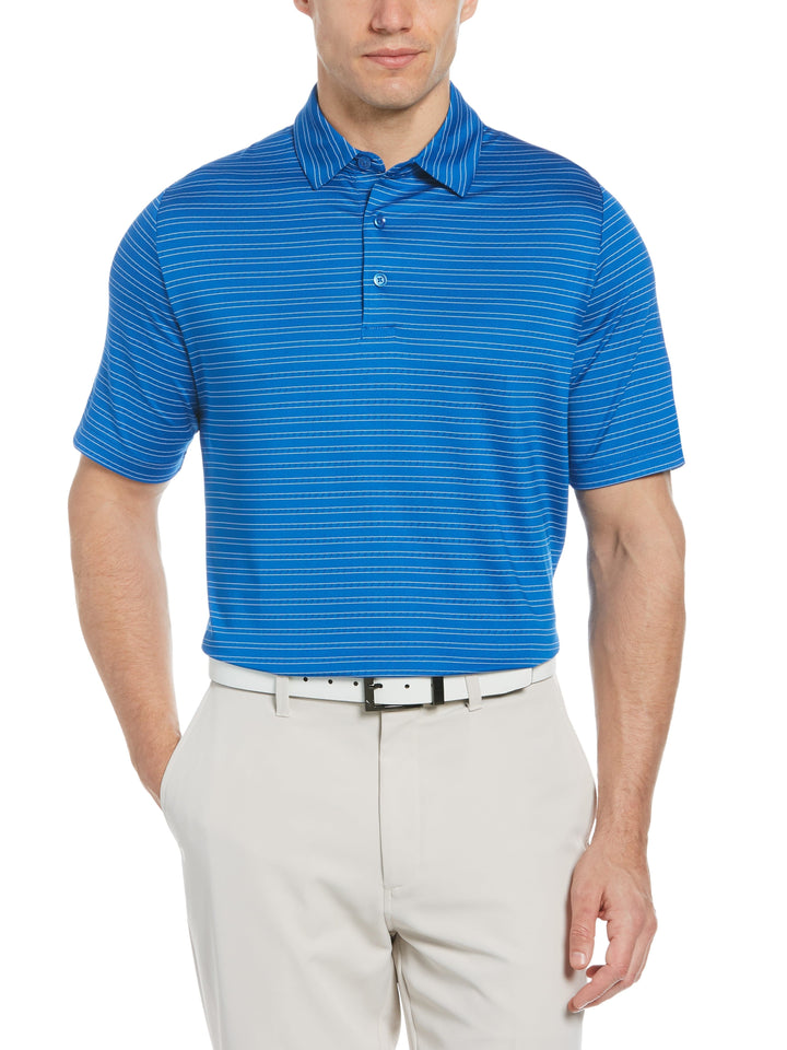 Mens Fine Line Ventilated Stripe Golf Polo Shirt (Magnetic Blue) 