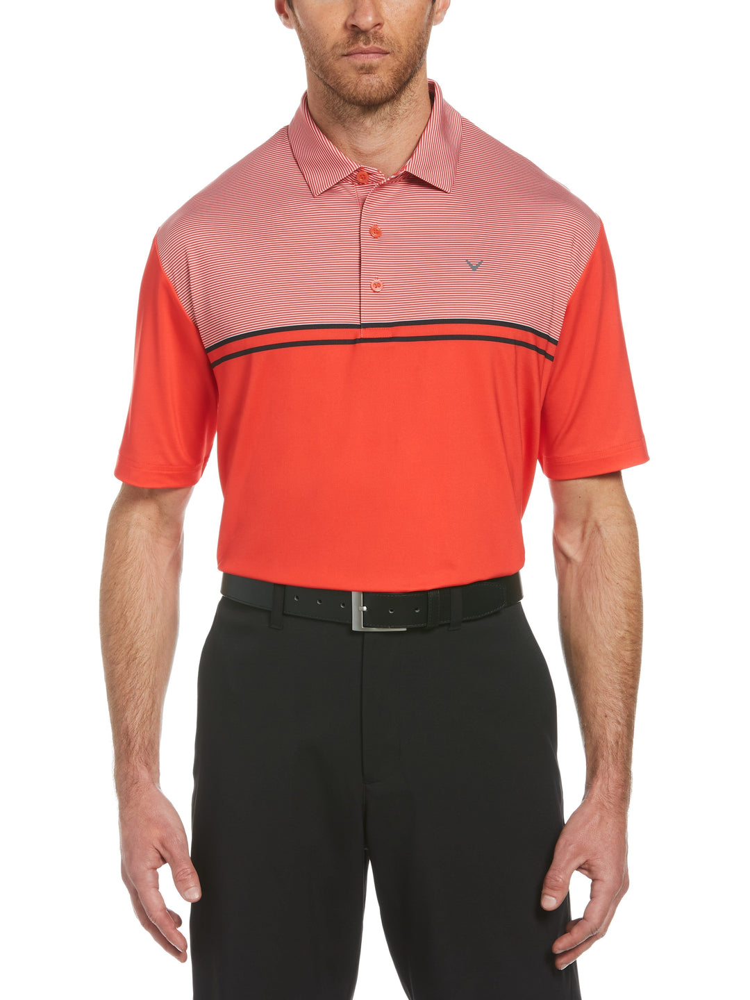 Mens Finish Line Printed Polo (Poppy Red) 
