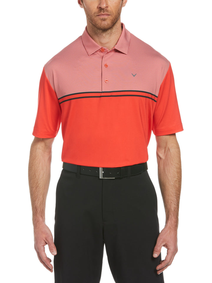 Mens Finish Line Printed Polo (Poppy Red) 