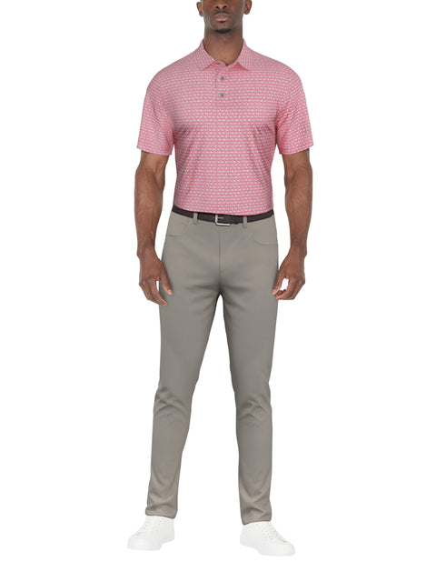 SHORT SLEEVE FLAMINGO GEO PRINTED POLO (Plumeria) 