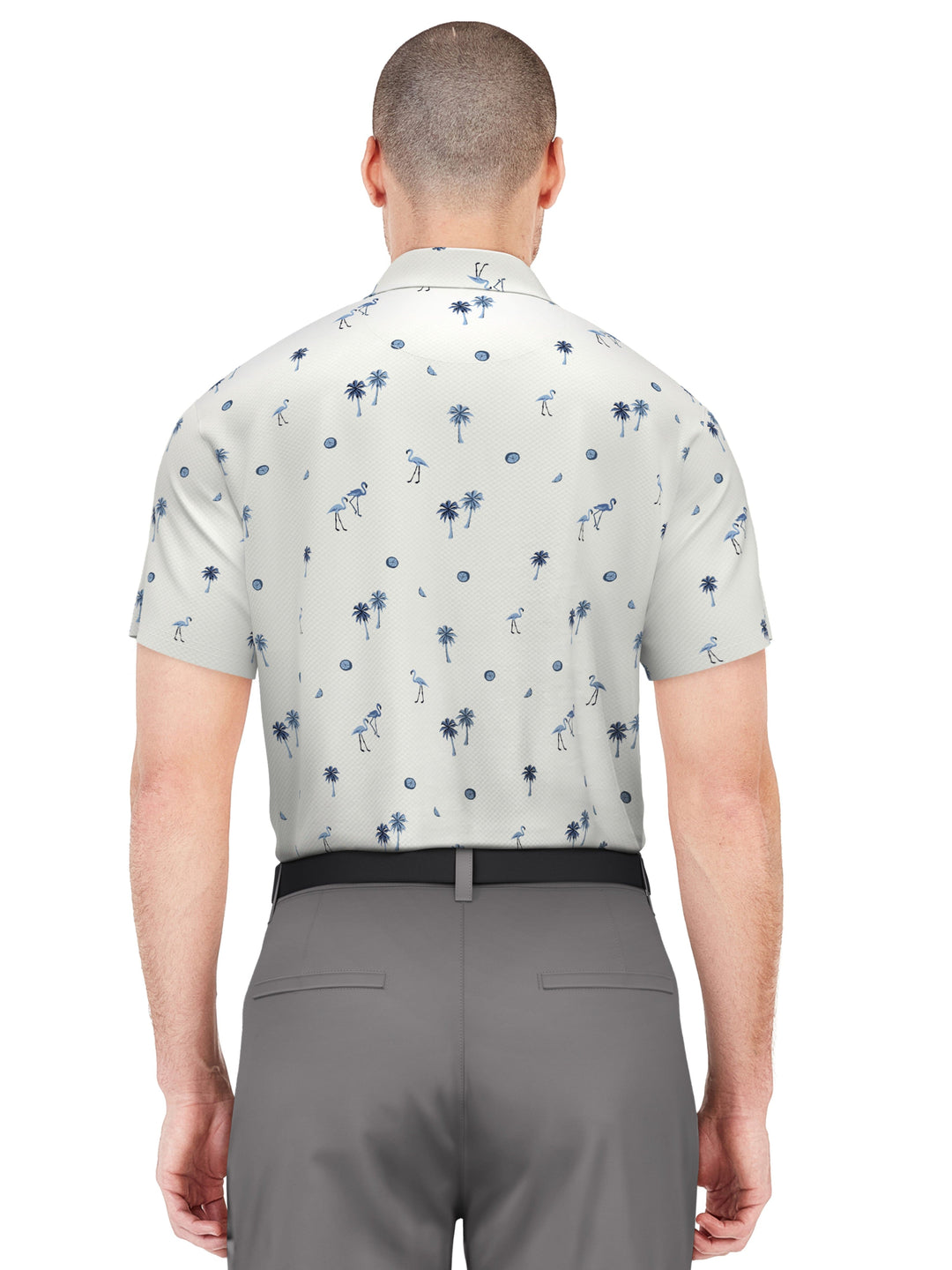 Flamingo Print Golf Polo (Bright White) 