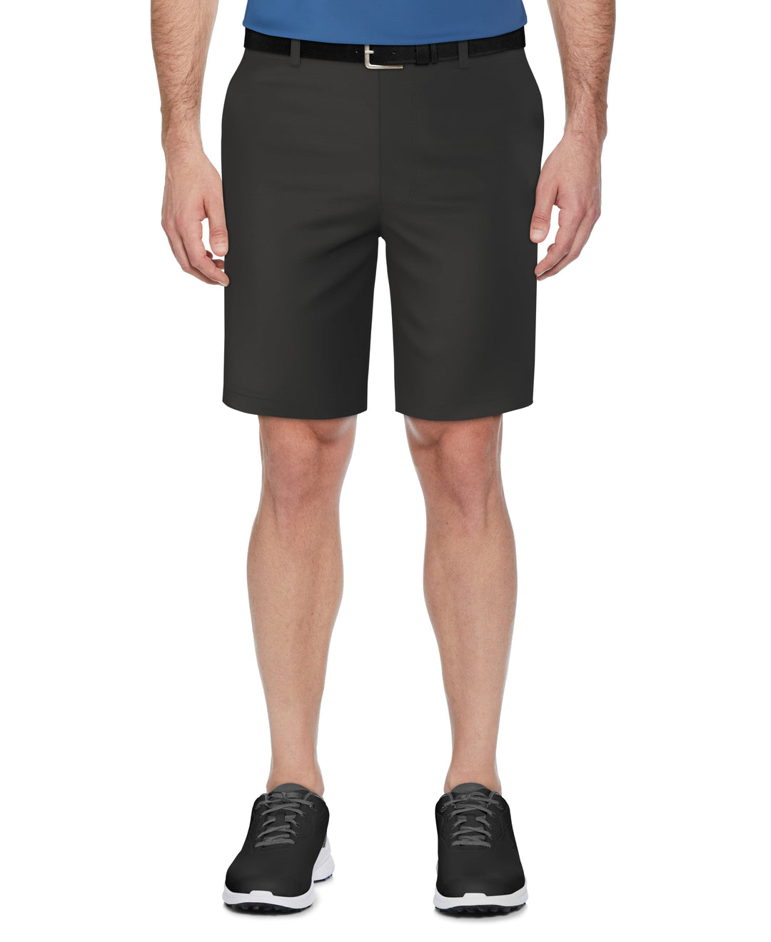 Flat Front 9" Solid Golf Short with Active Waistband (Caviar) 