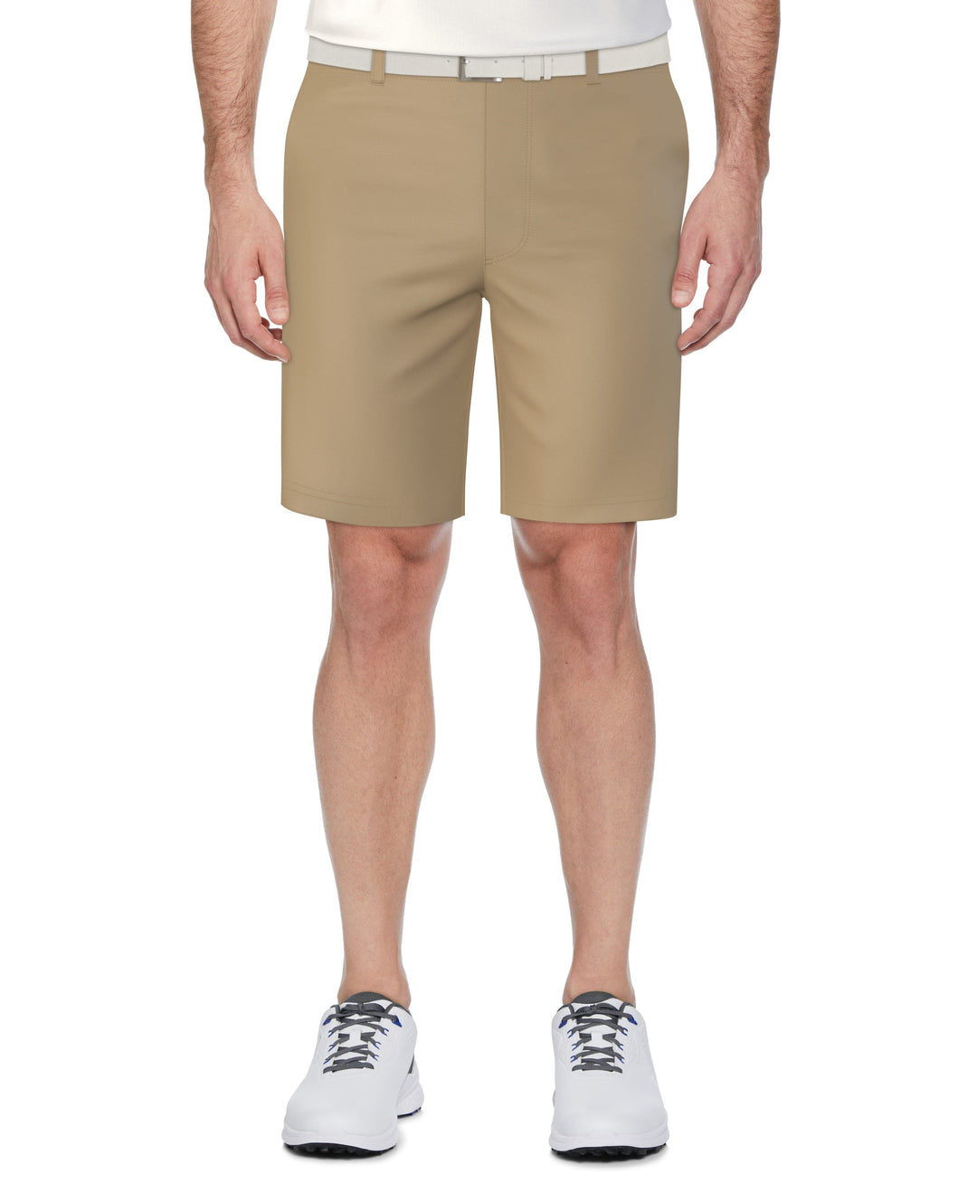 Flat Front 9" Solid Golf Short with Active Waistband (Chinchilla) 