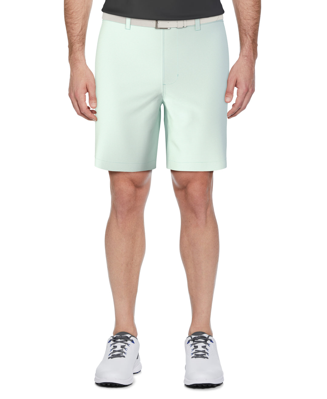 Men's Flat Front Active Waistband Horizontal Golf Print Short (Limpet Shell) 