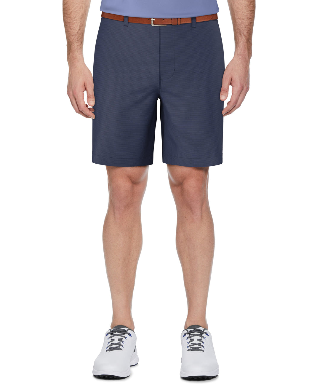 Men's Flat Front Active Waistband Horizontal Golf Print Short (Peacoat) 