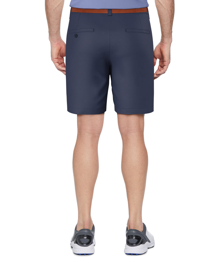 Men's Flat Front Active Waistband Horizontal Golf Print Short (Peacoat) 