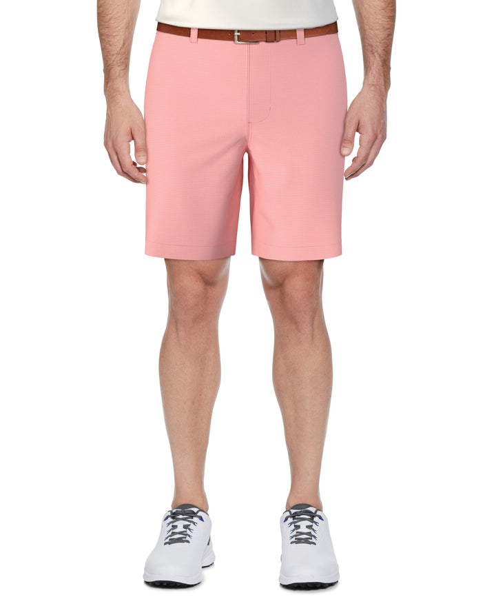 Men's Flat Front Active Waistband Horizontal Golf Print Short (Plumeria) 