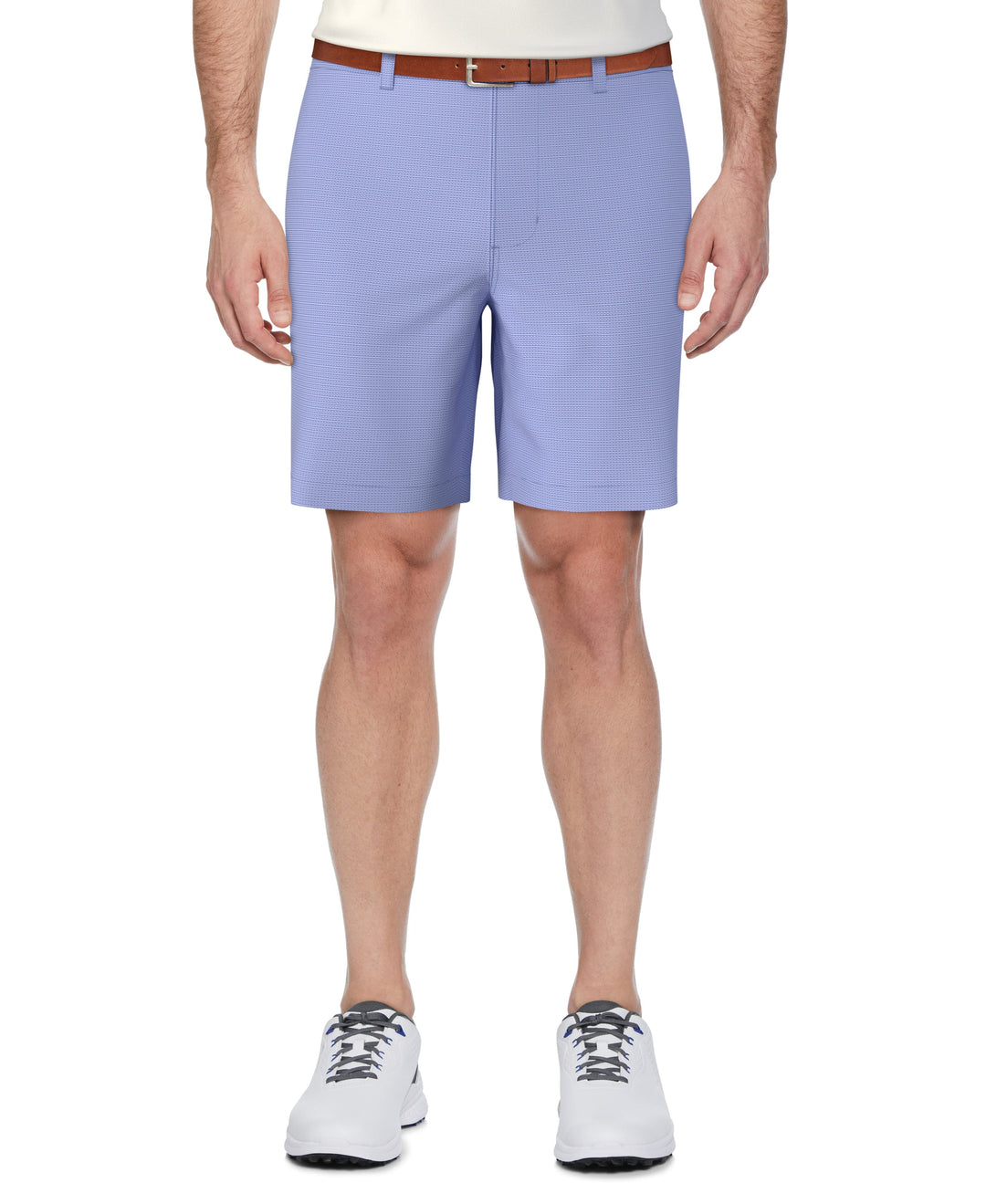 Men's Flat Front Active Waistband Horizontal Golf Print Short (Azurine) 
