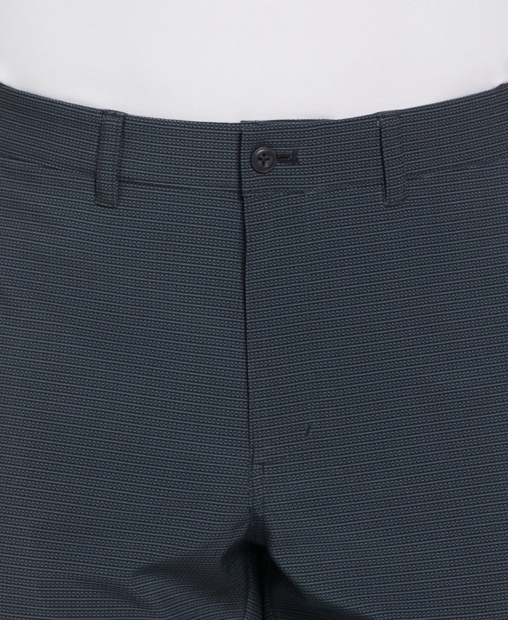 Men's Flat Front Active Waistband Horizontal Golf Print Short (Caviar) 